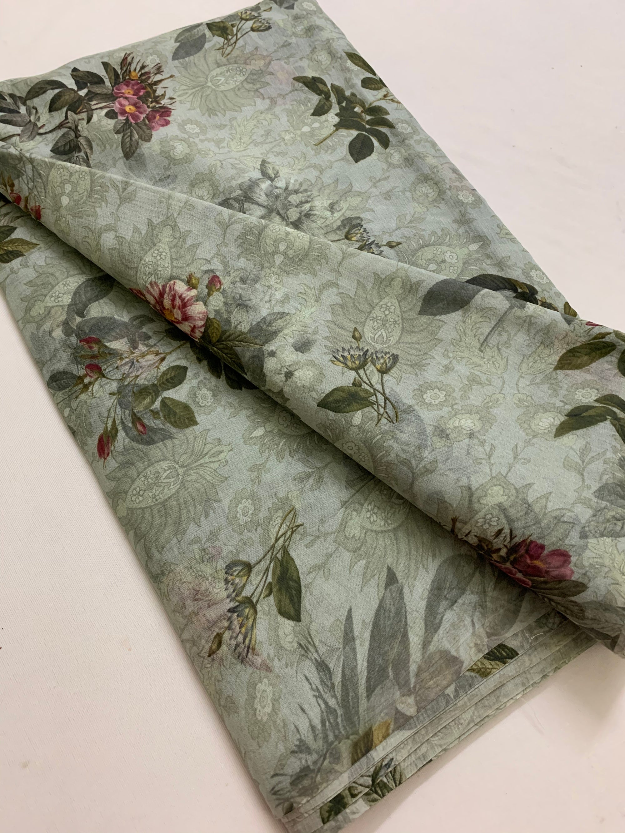 Floral Printed Pure silk cotton fabric