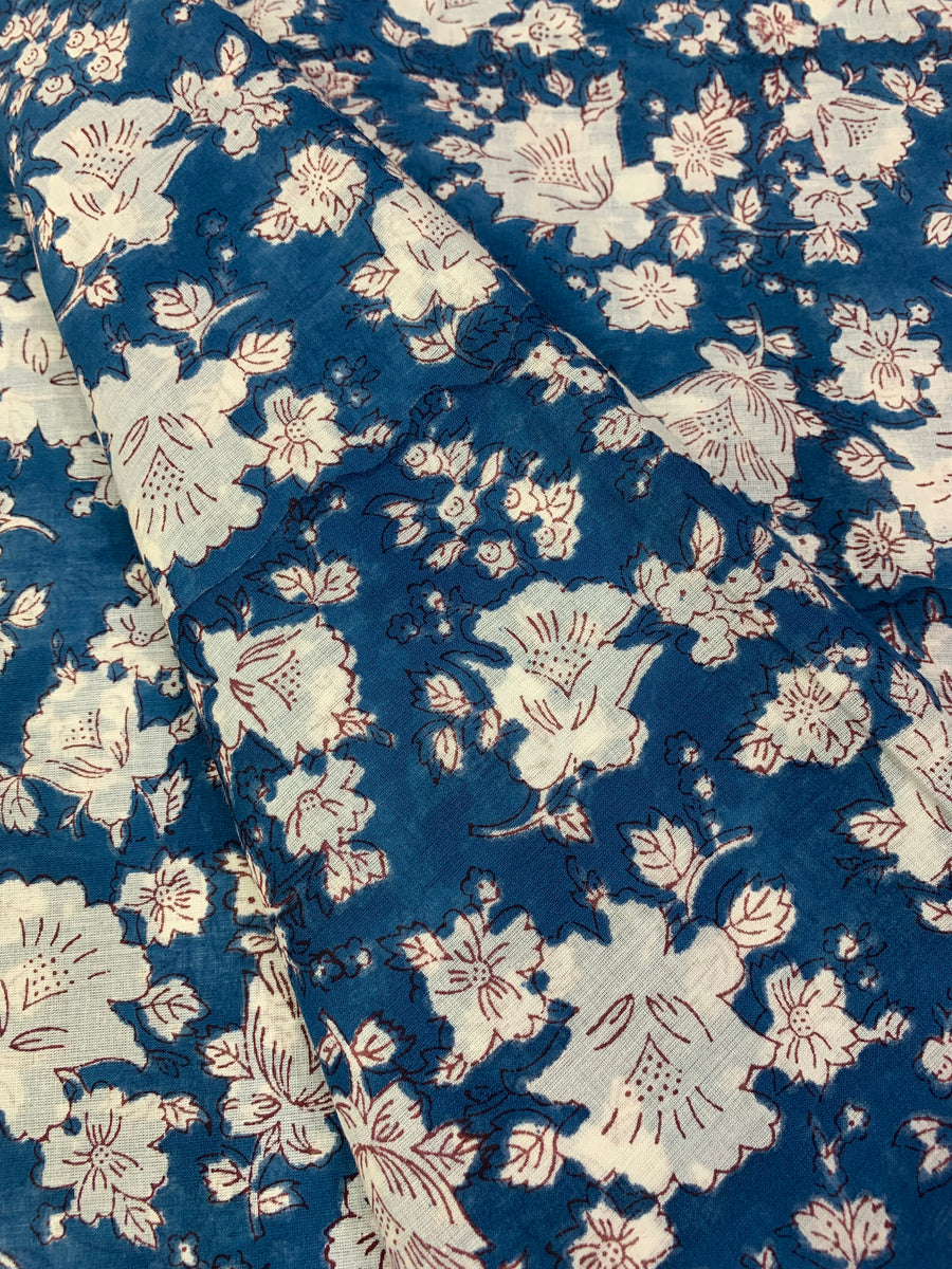 Hand Block Printed pure mul cotton fabric