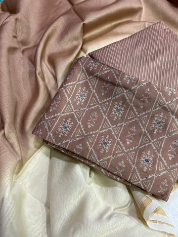 Printed silk salwar suit with chanderi dupatta