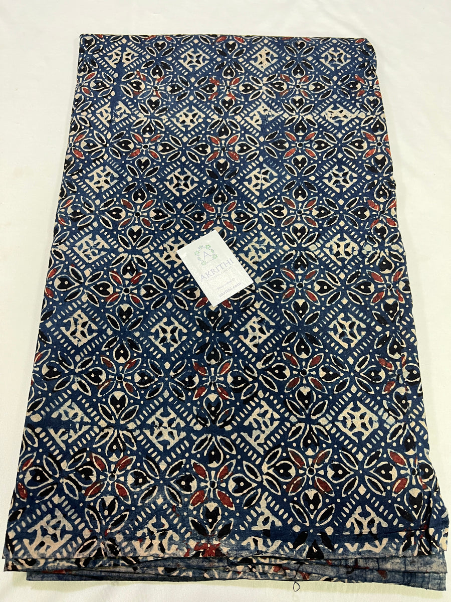 Hand block Printed ajrakh pure cotton fabric