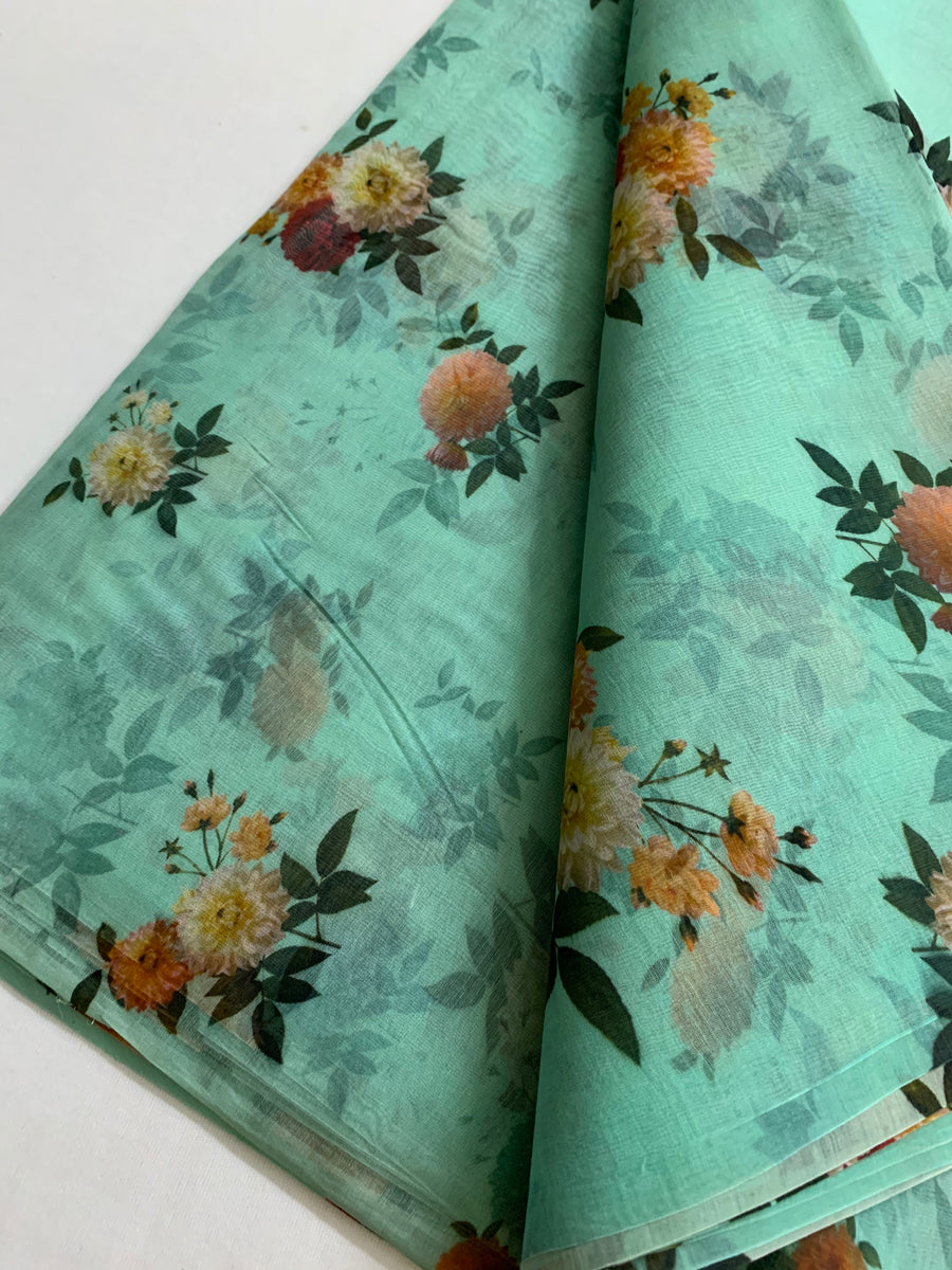 Floral Printed Pure silk cotton fabric
