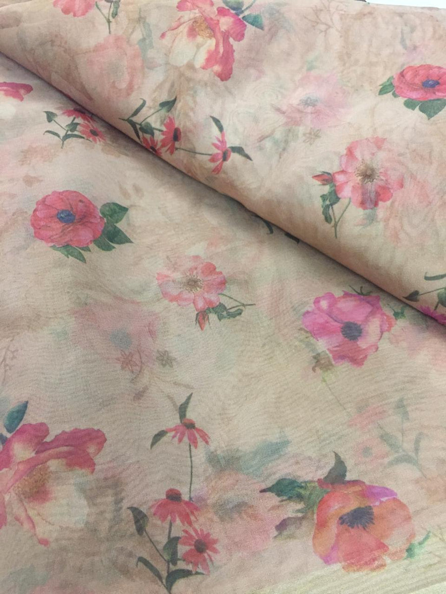 Digital floral Printed organza fabric