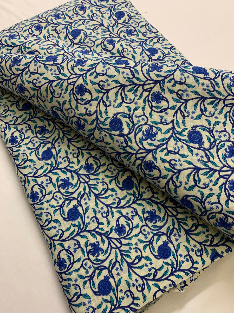 Printed pure slub cotton fabric