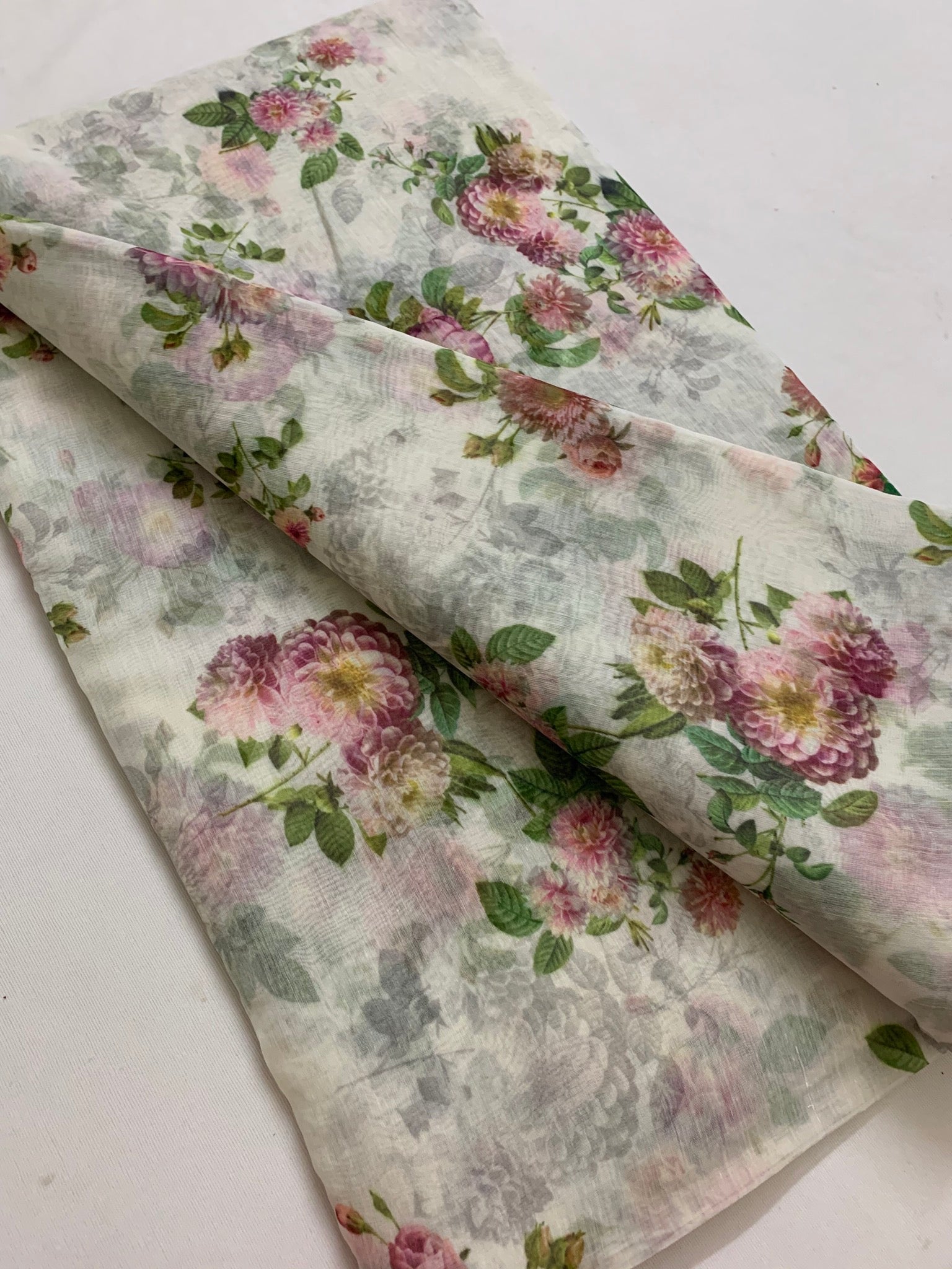 Floral Printed Pure silk cotton fabric