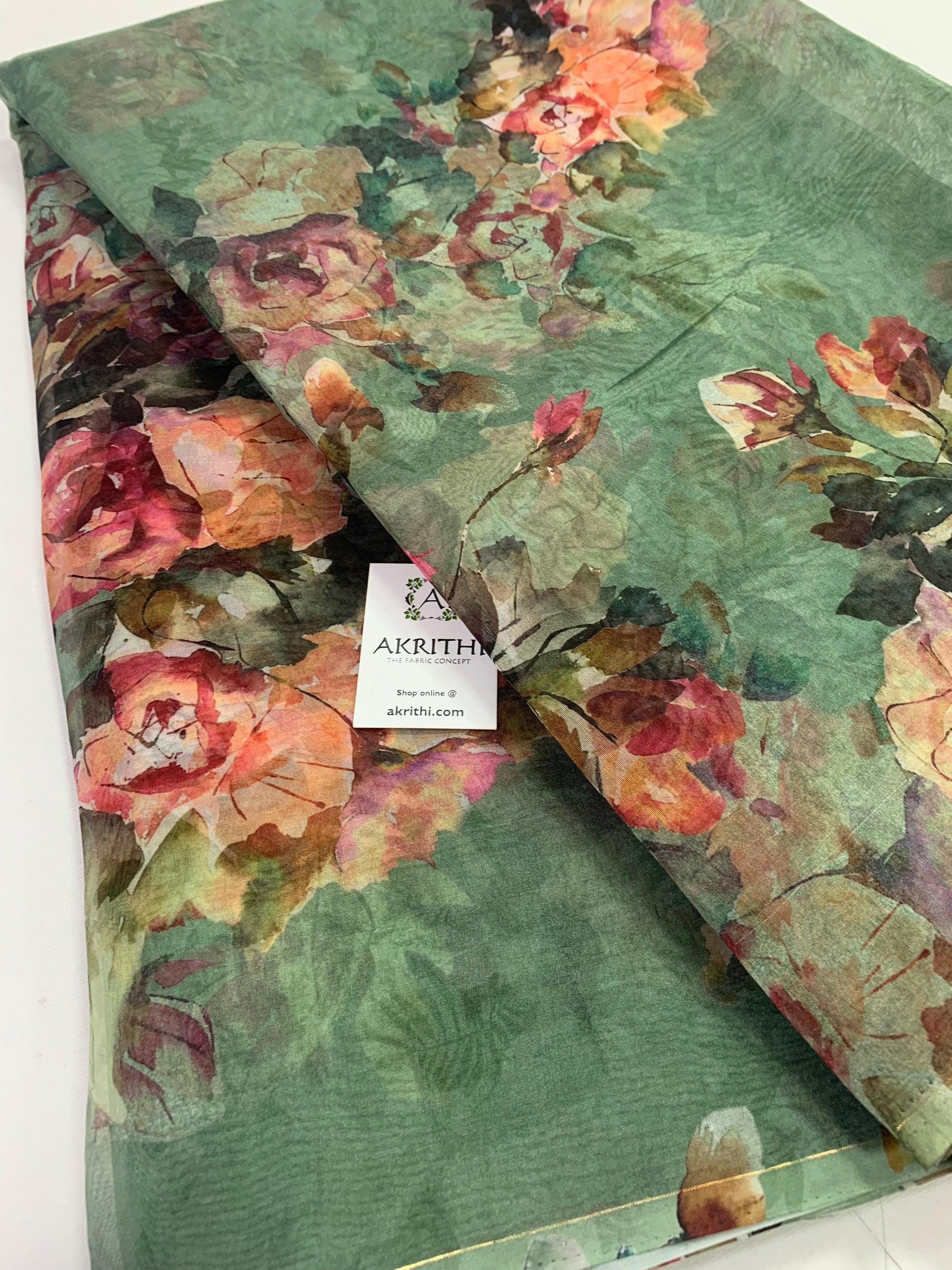 Digital floral Printed organza fabric