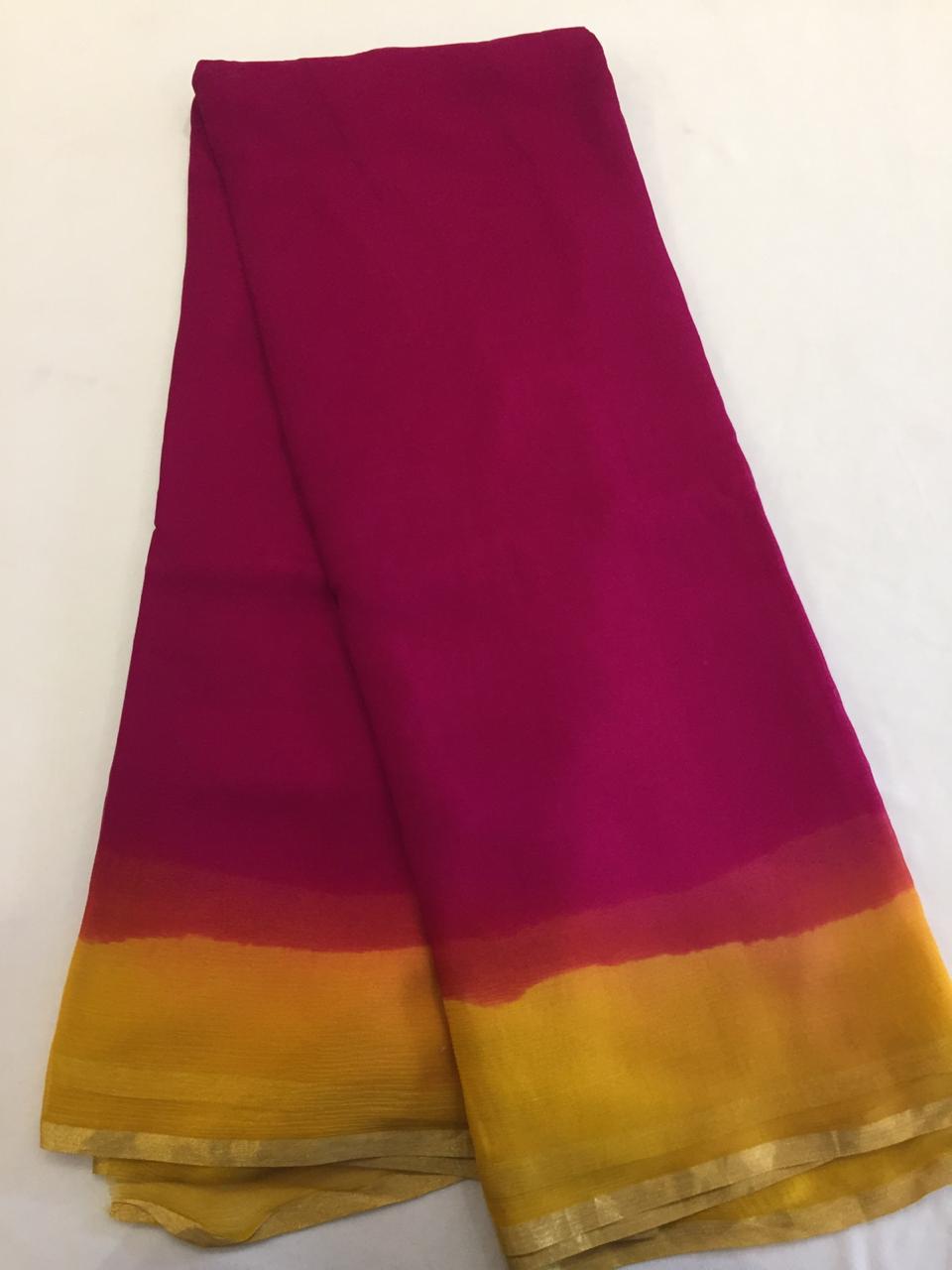 Double shaded pure silk chiffon saree