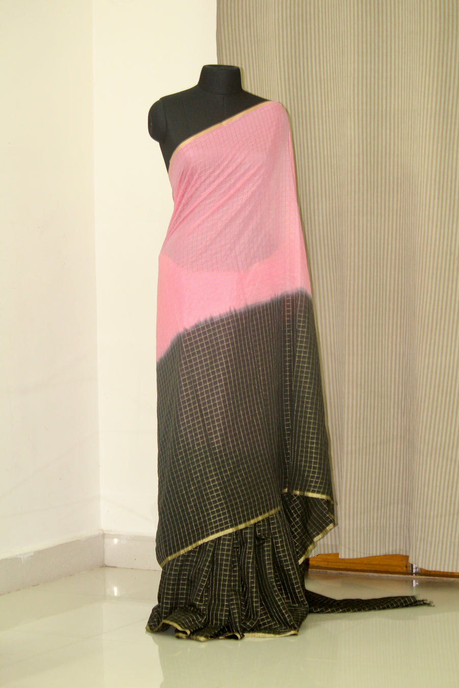 Silk zari checks saree