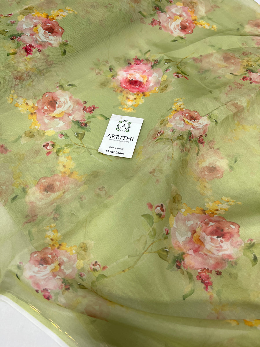 Digital floral Printed organza fabric