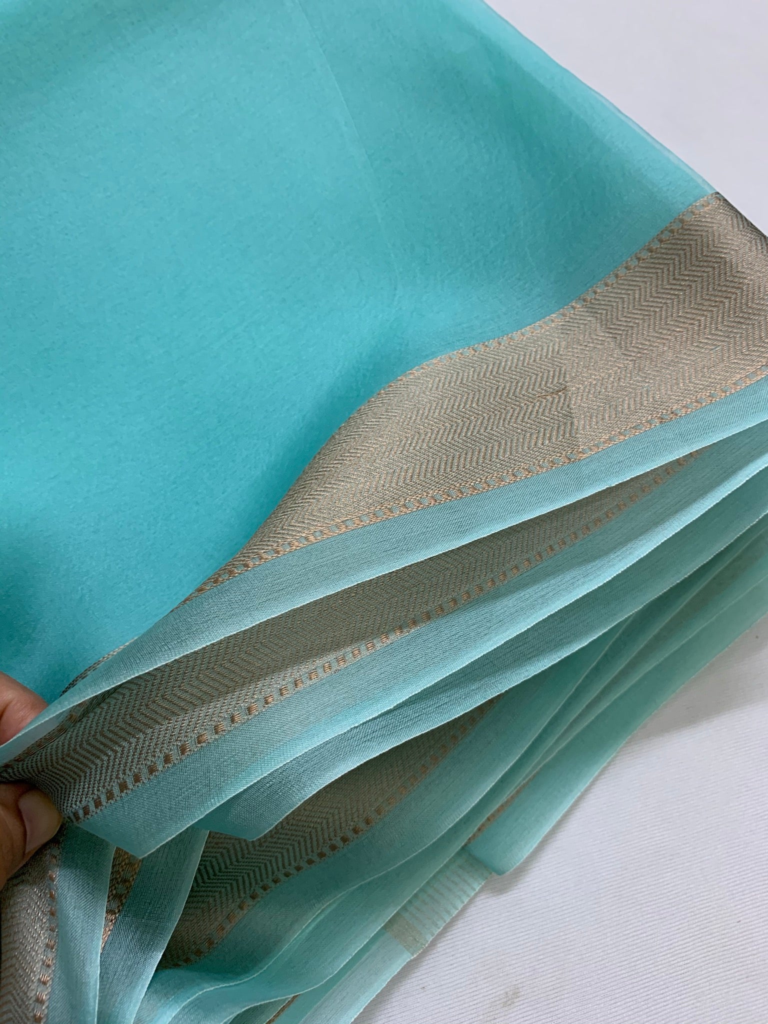 Pure silk organza saree with zari border