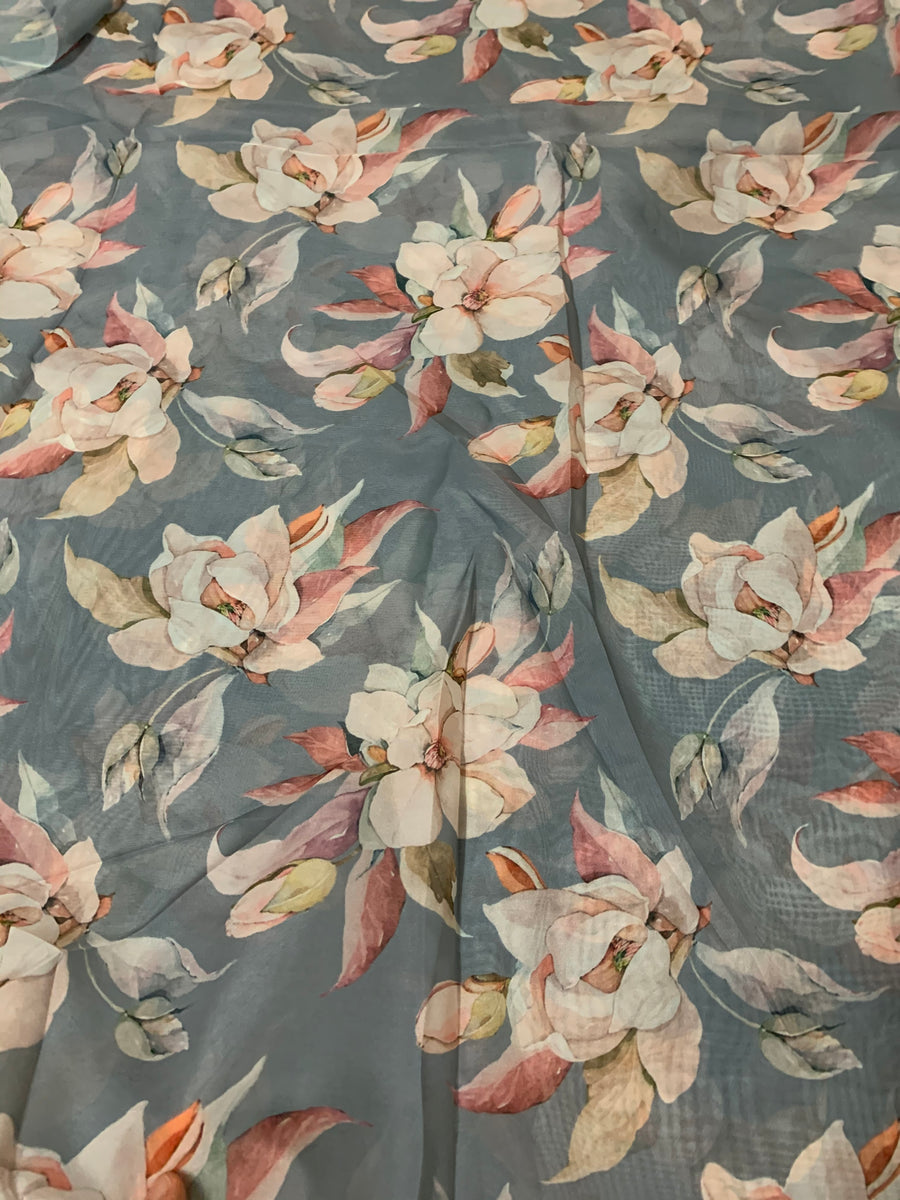 Digital floral Printed organza fabric