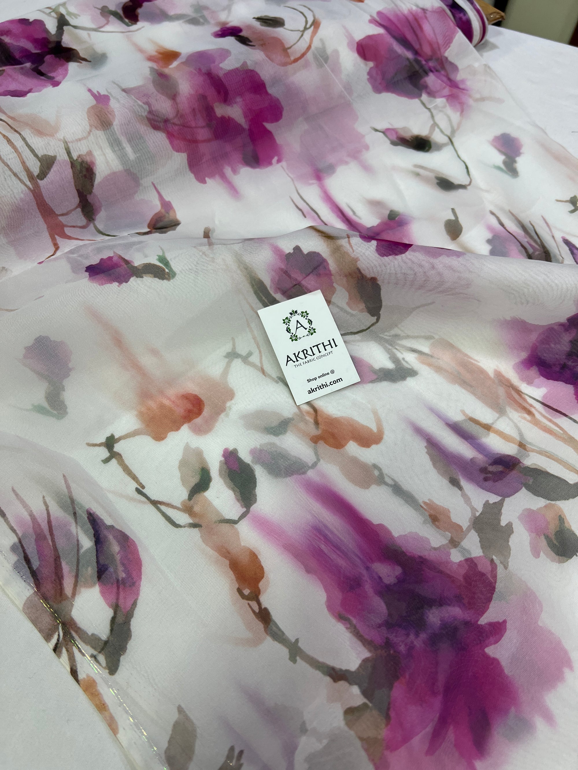 Digital floral Printed organza fabric