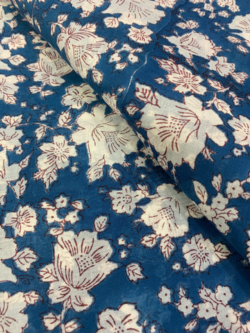 Hand Block Printed pure mul cotton fabric