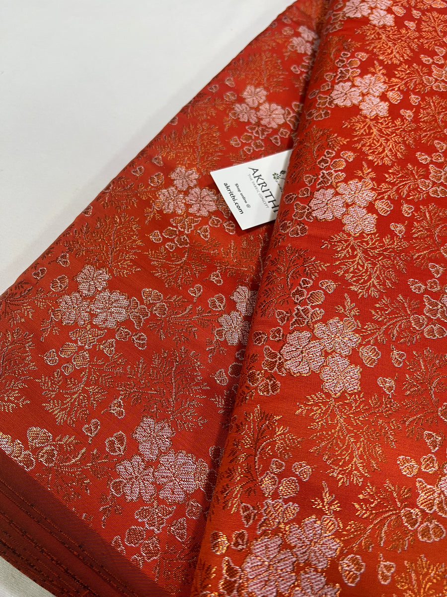 Banarasi brocade fabric with copper zari