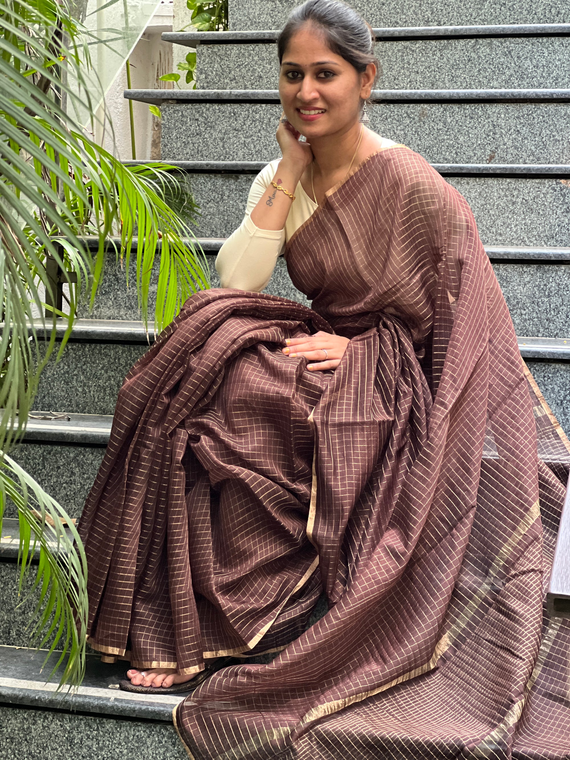 Pure chanderi checks saree