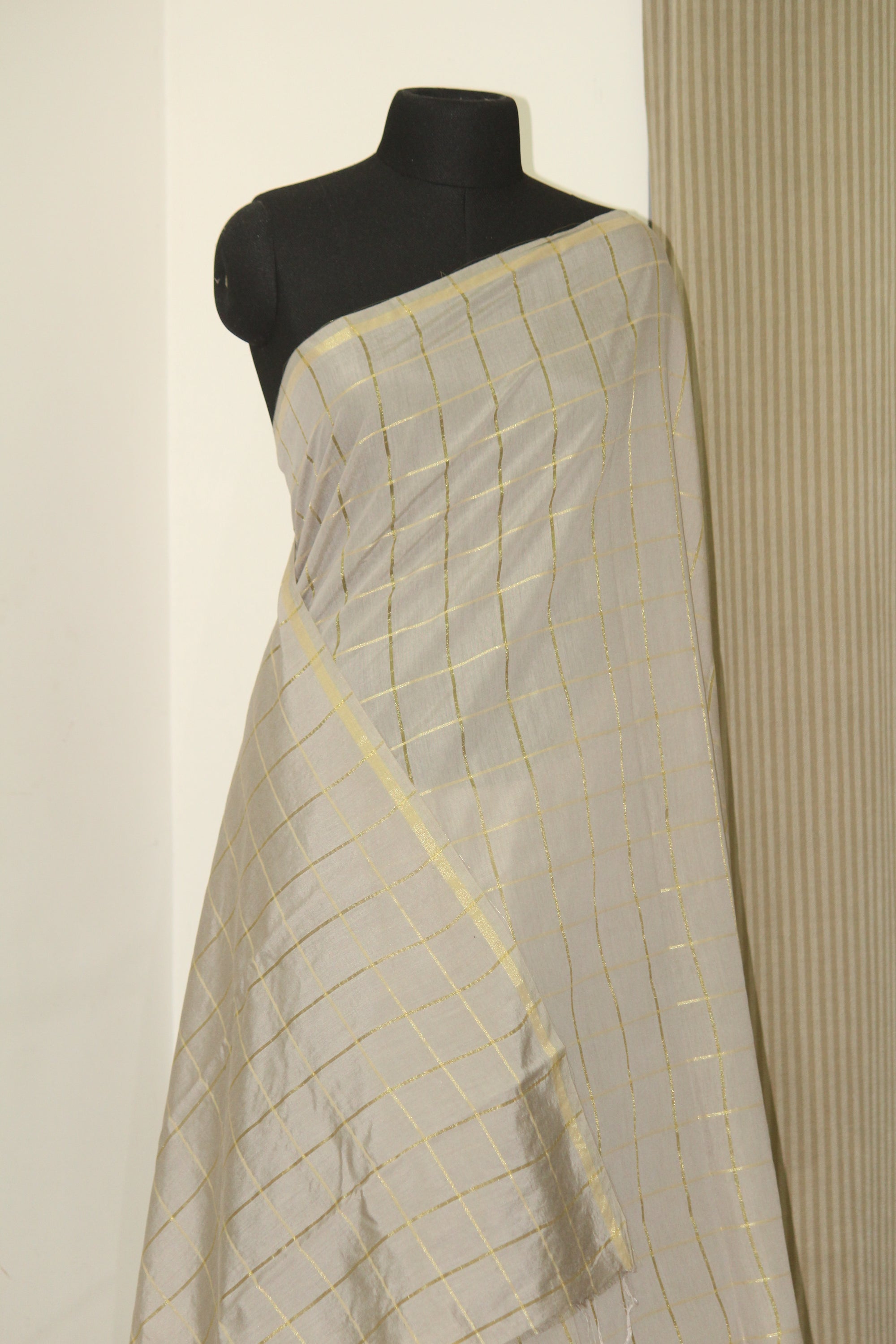 Silk cotton zari checks saree