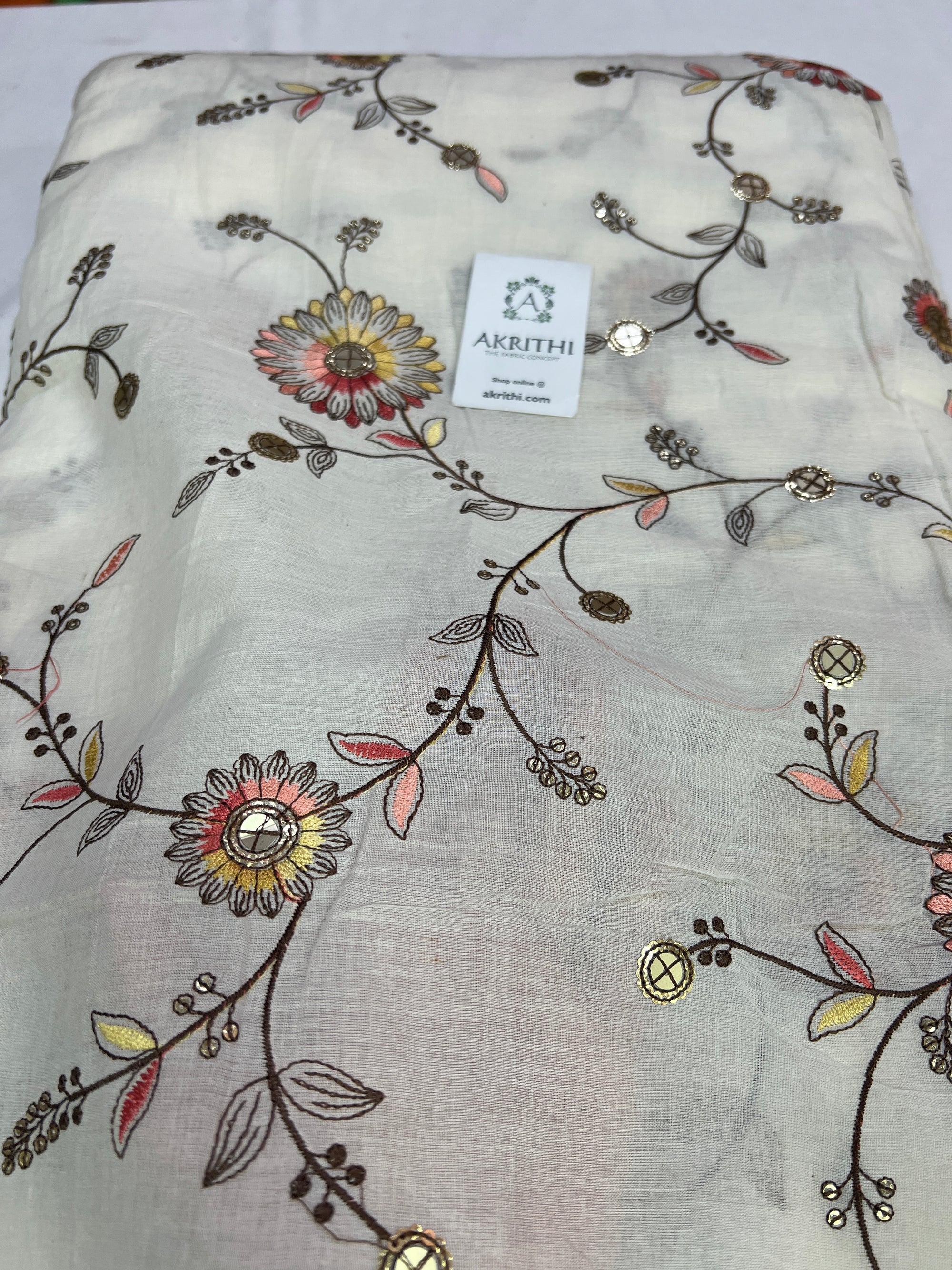 Pure cotton embroidered fabric