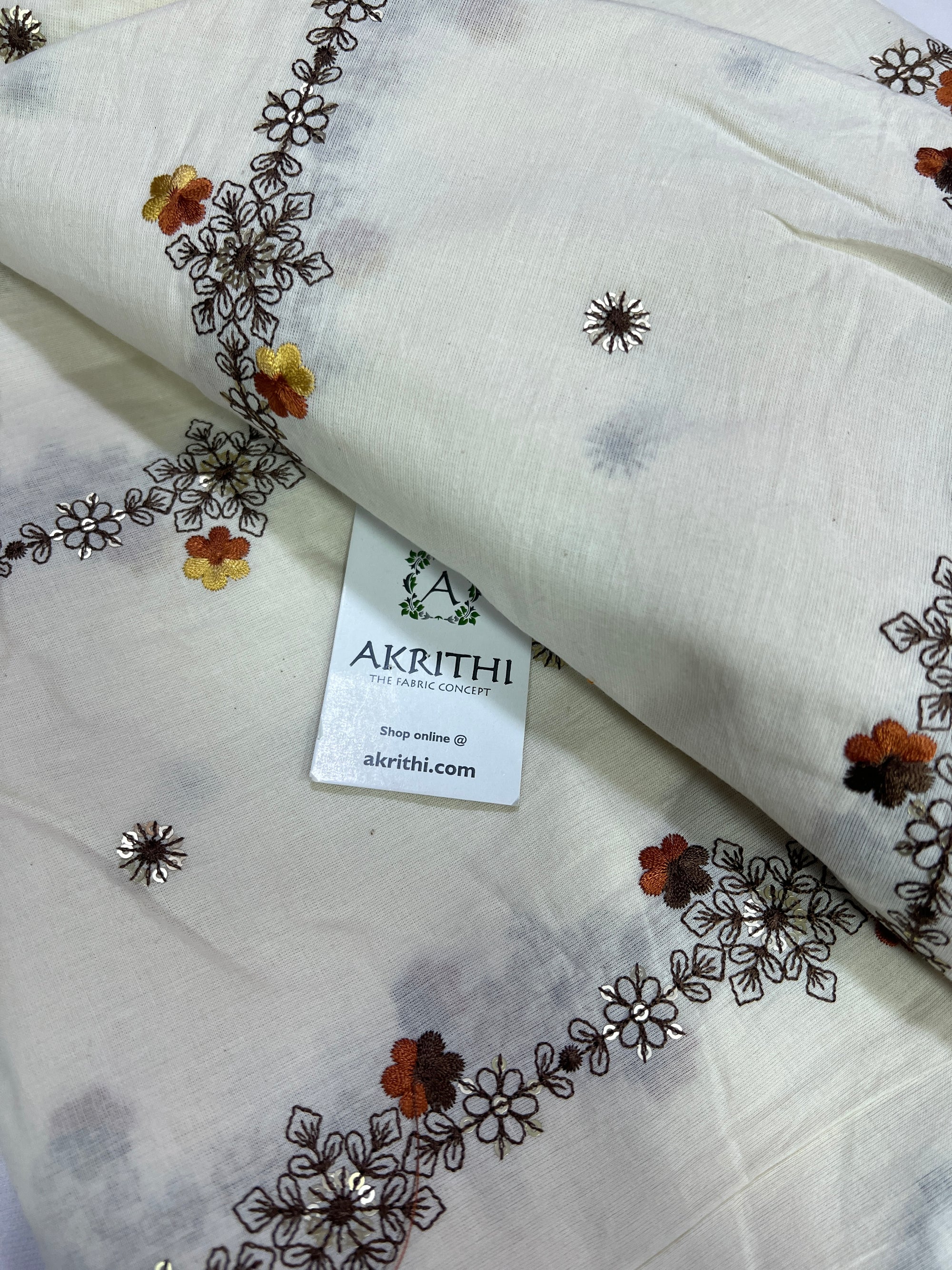 Pure cotton embroidered fabric