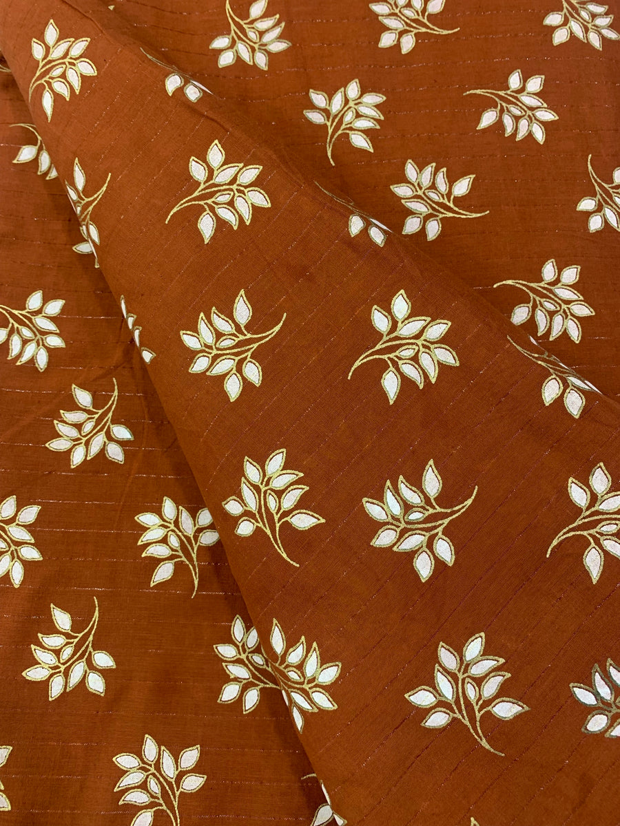 Printed pure cotton with golden zari fabric