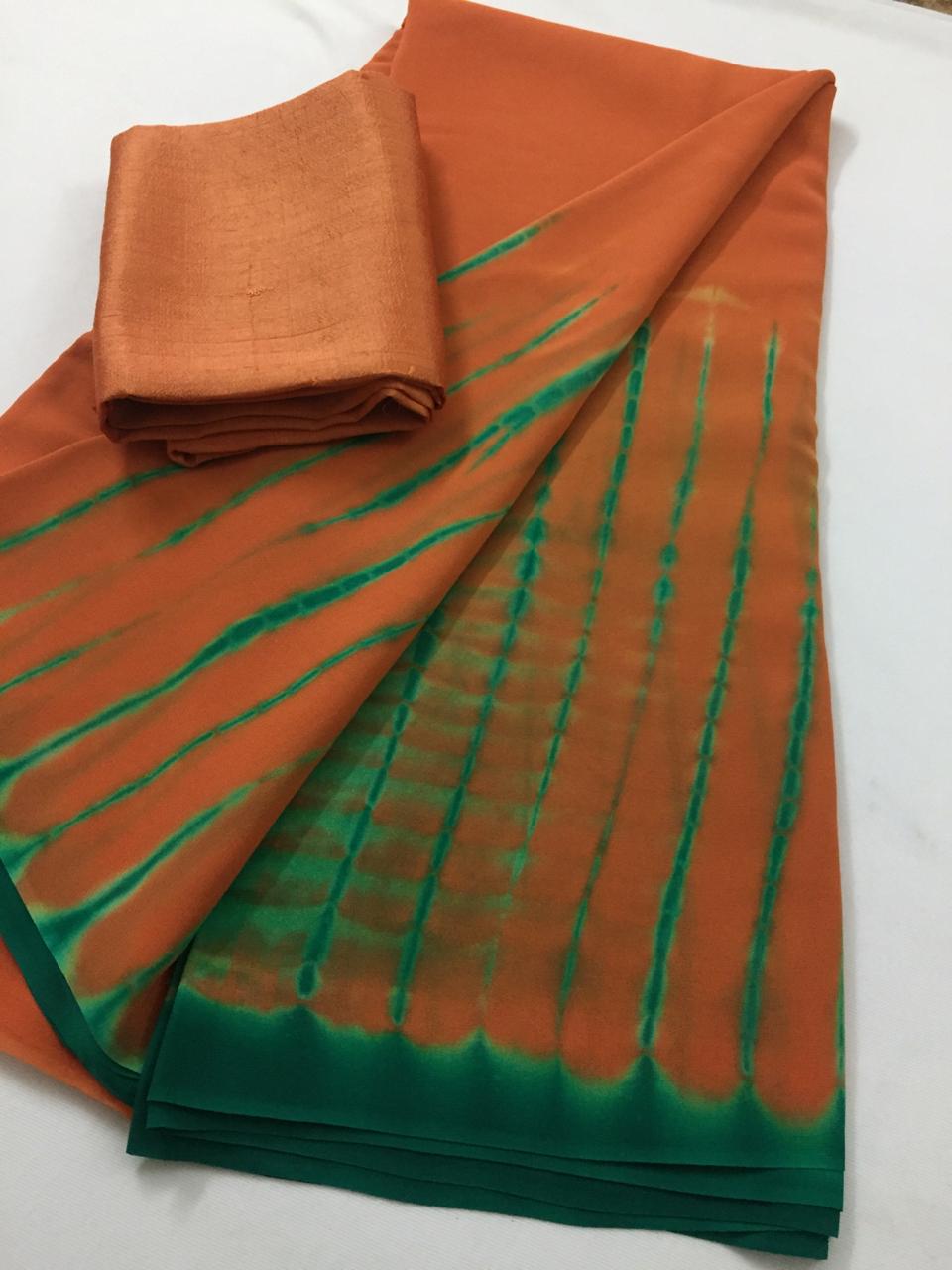 Shibori tie and dye pure georgette saree