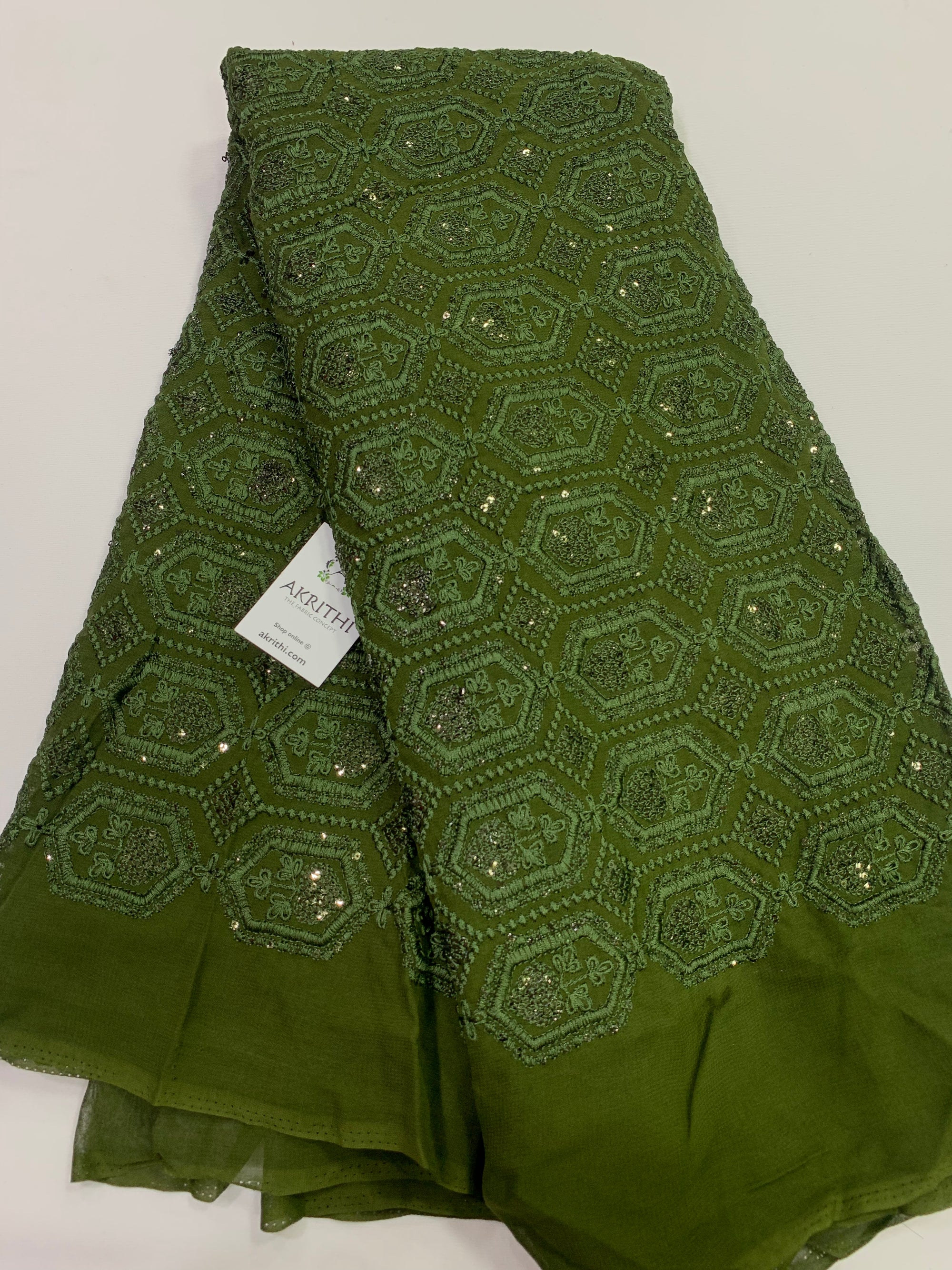 Embroidery on pure georgette fabric