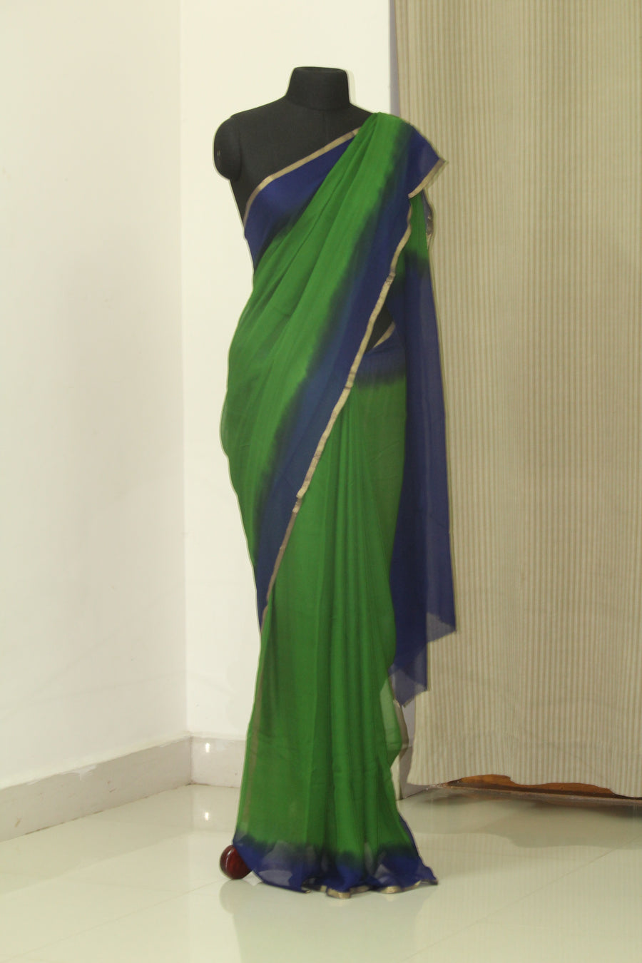 Double shaded pure silk chiffon saree
