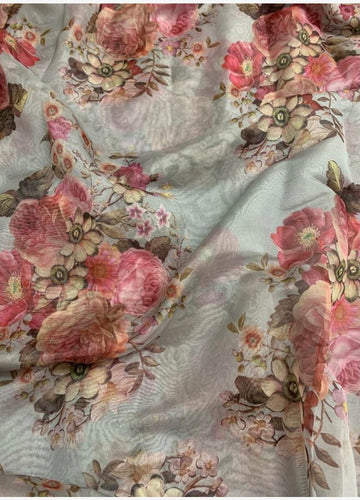 Digital floral Printed organza fabric 1.4 metres cut