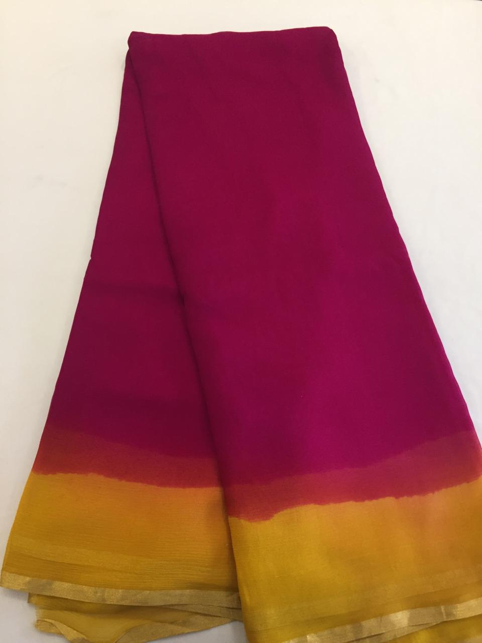 Double shaded pure silk chiffon saree