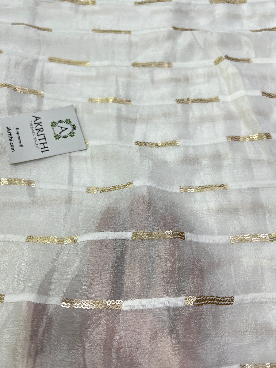 Dyeable embroidered chinon fabric
