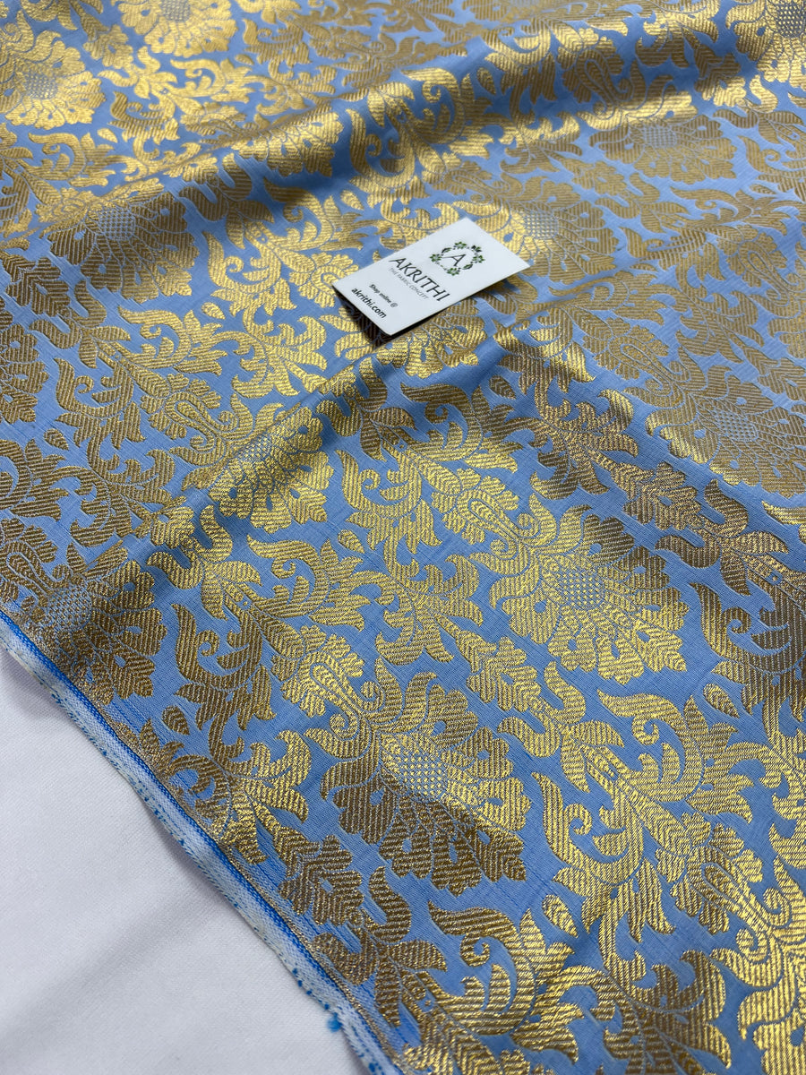 Banarasi brocade fabric powder blue