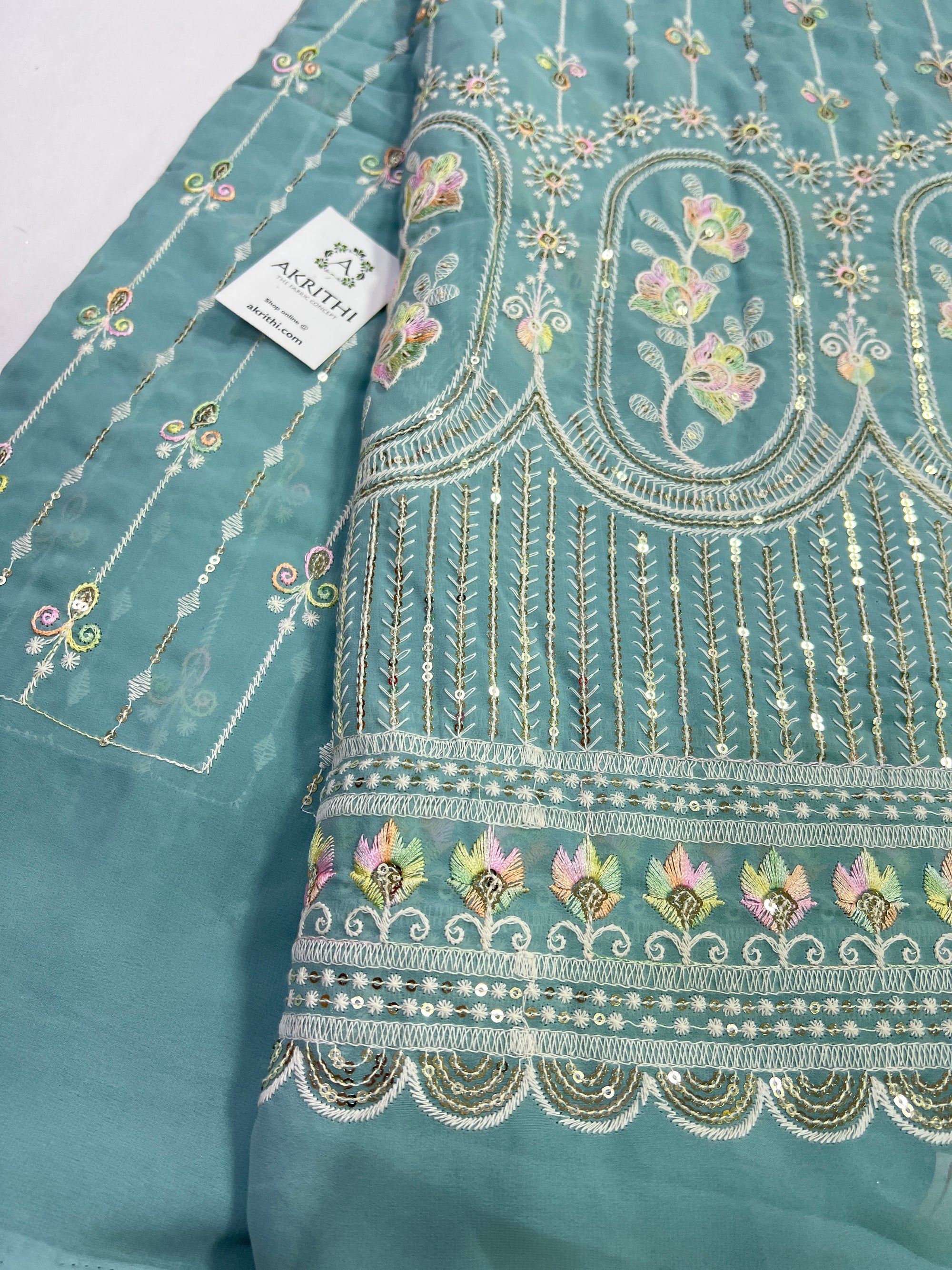 Embroidery on georgette fabric
