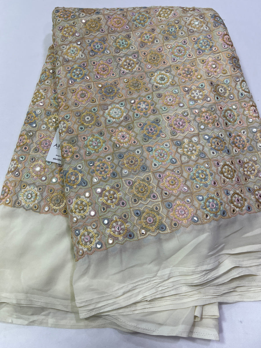 Mirror Embroidery Georgette fabric 75 cms cut