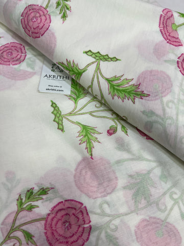 Hand block Printed pure mul cotton fabric