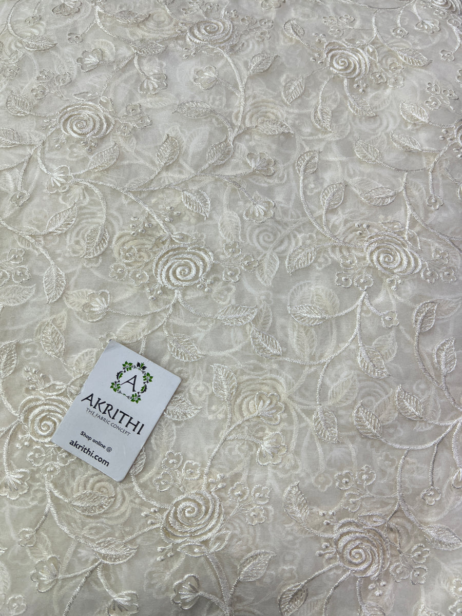 Dyeable embroidered organza fabric