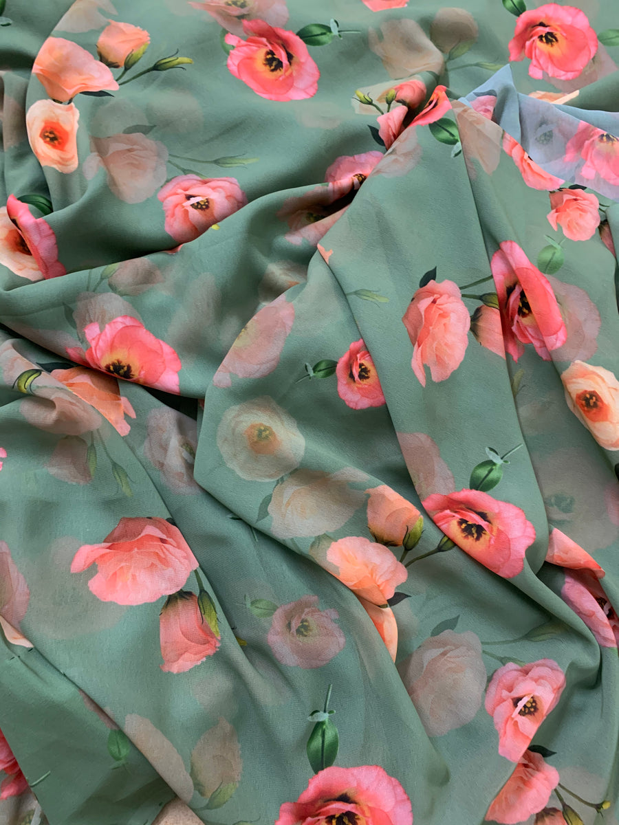 Digital floral Printed georgette fabric