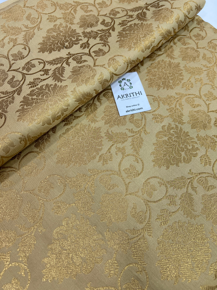 Banarasi brocade fabric beige 80 cms cut