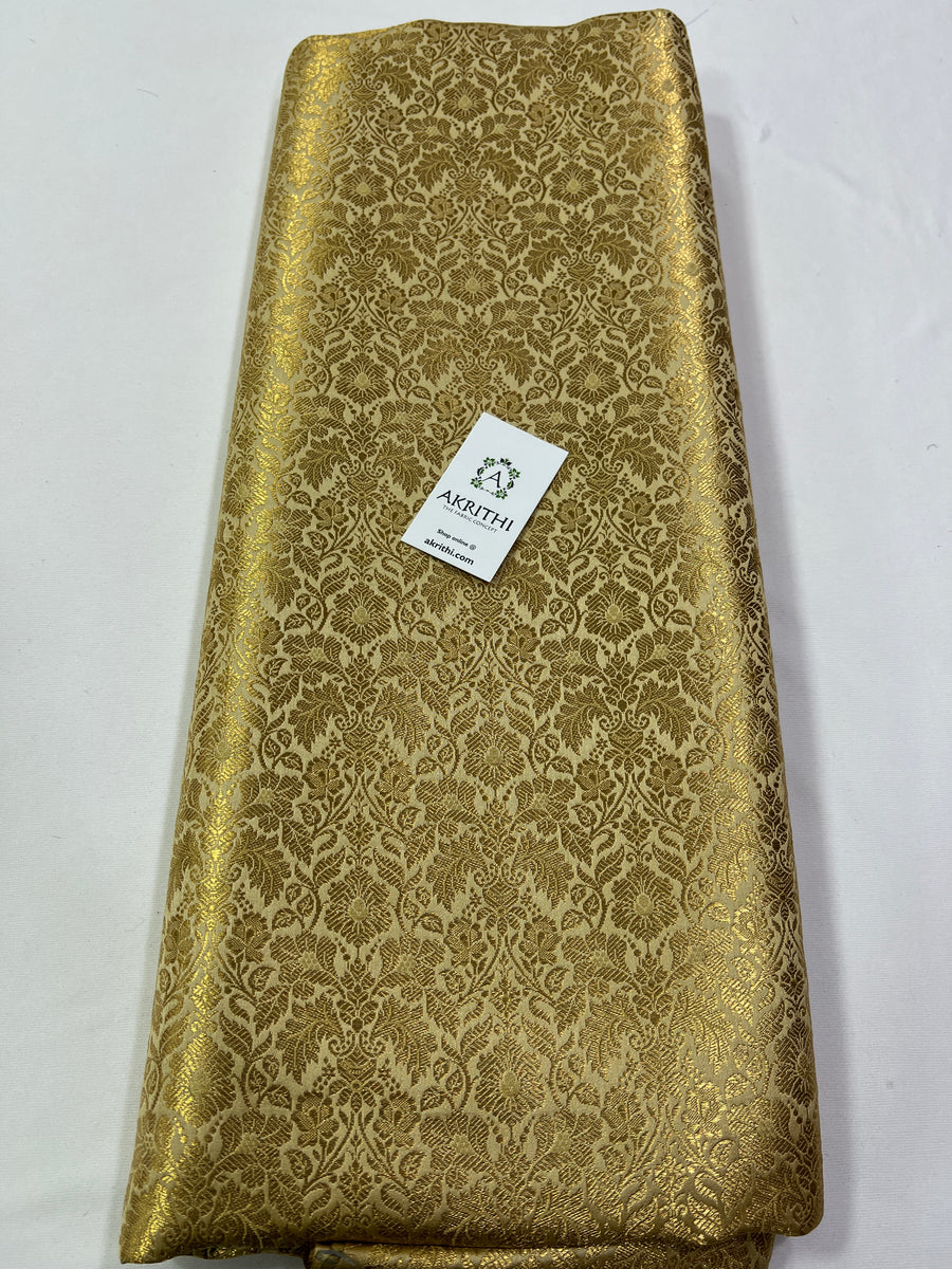 Handloom Banarasi brocade fabric beige colour