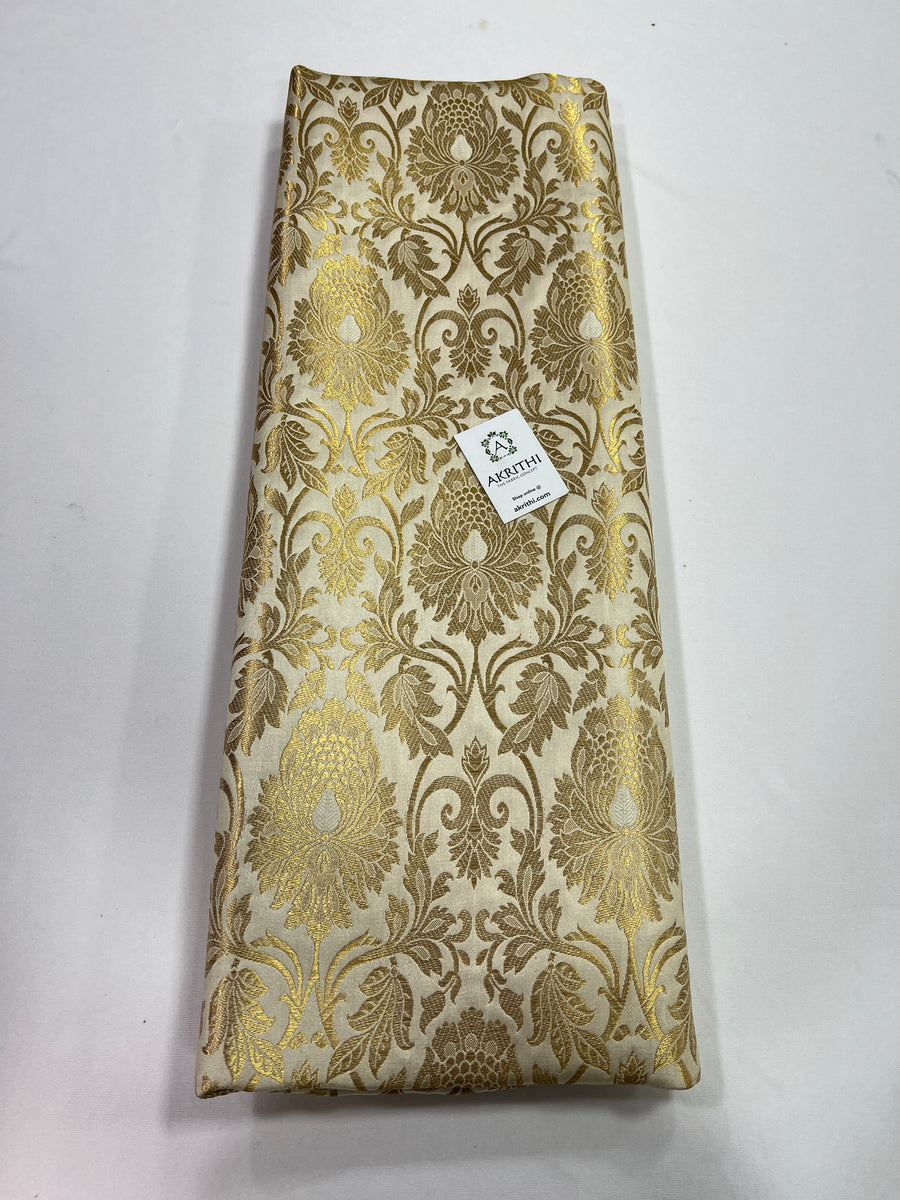 Banarasi brocade fabric off white