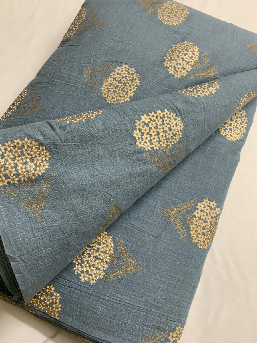 Printed pure slub cotton fabric