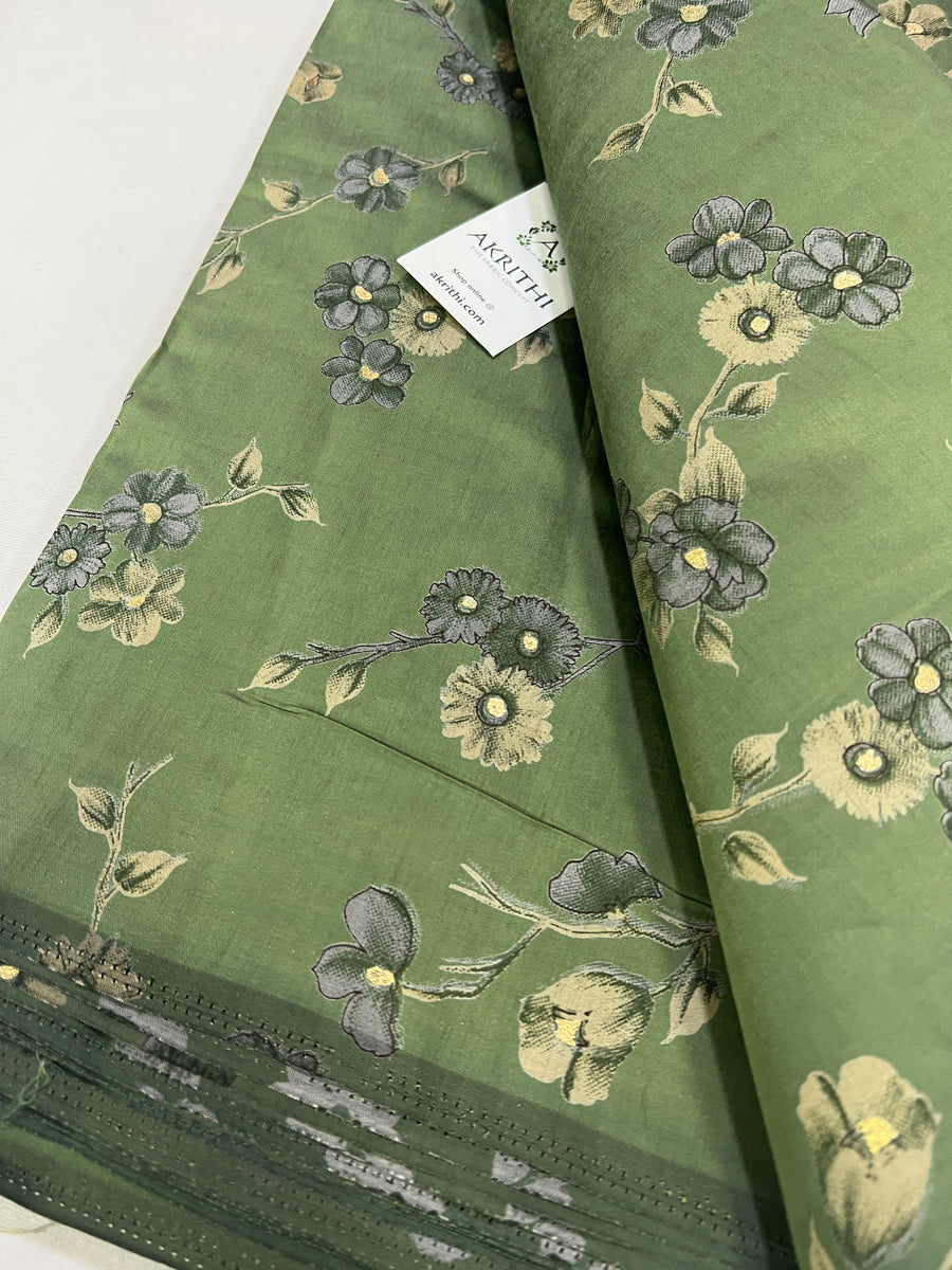 Digital printed silk fabric with foil