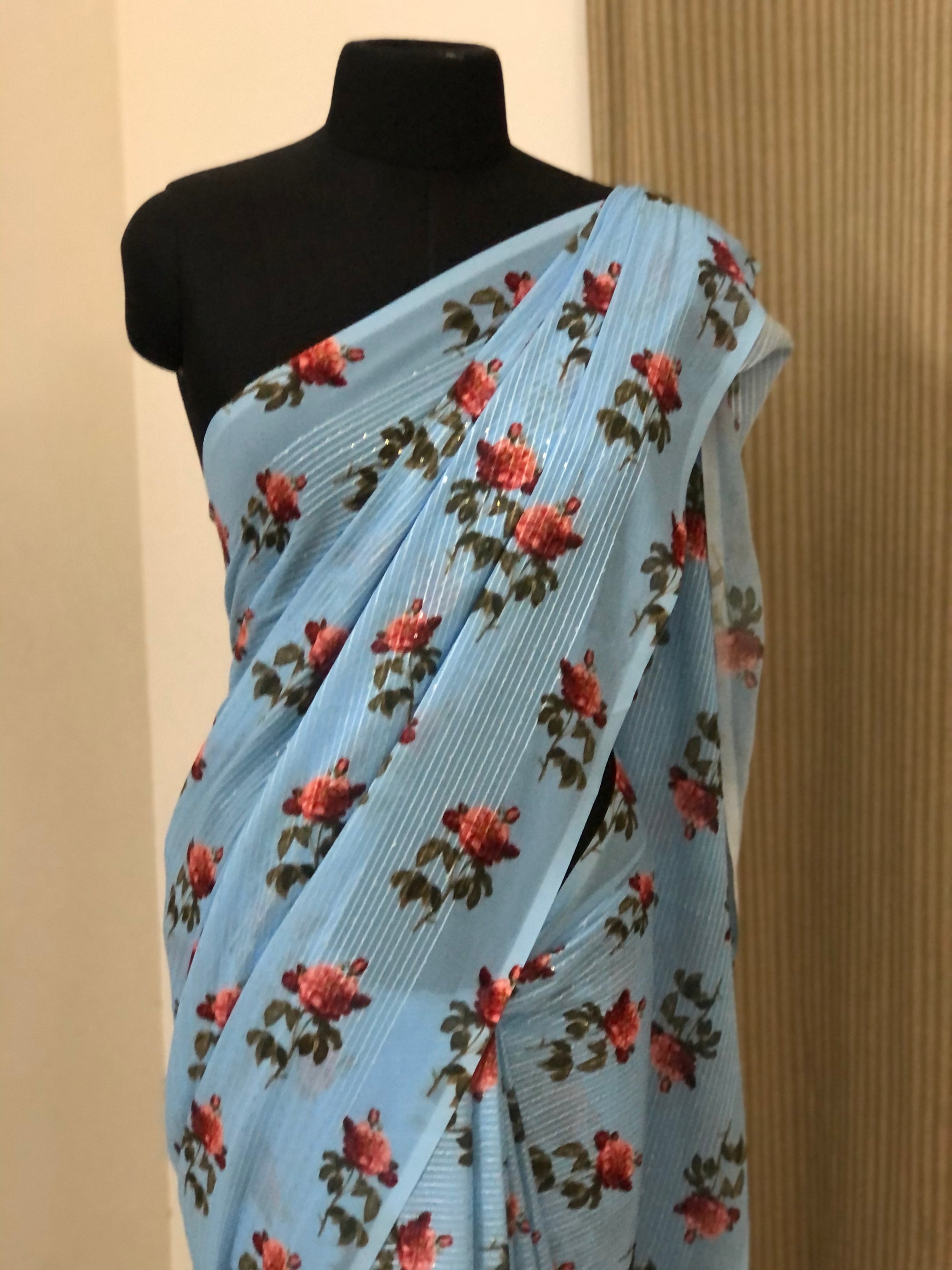 Embroidery on georgette saree