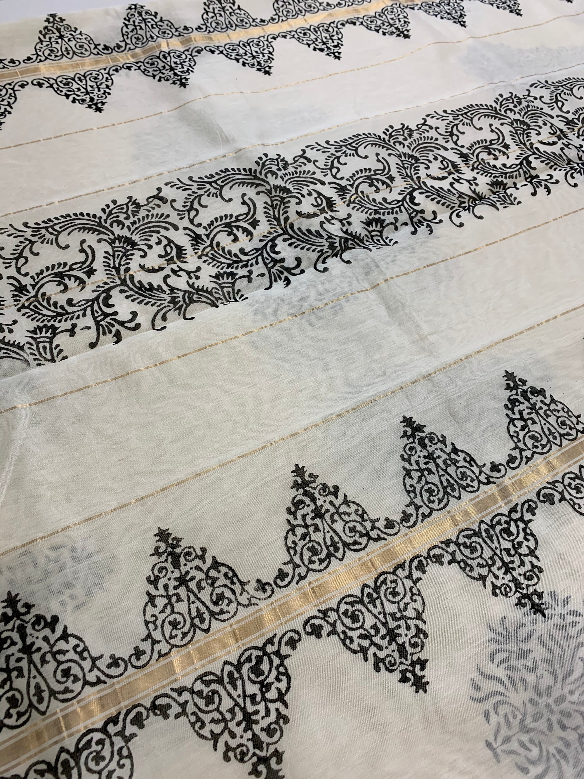 Block printed Pure chanderi saree