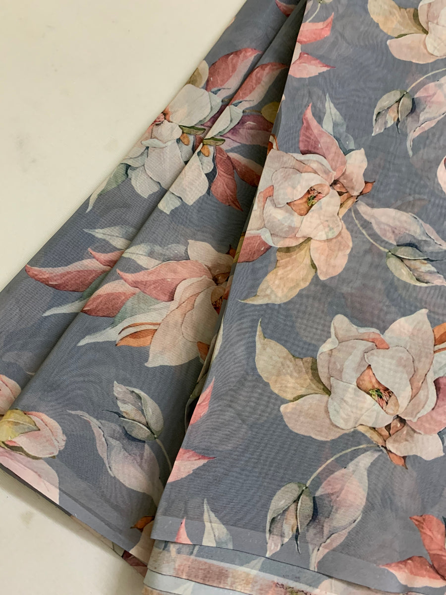 Digital floral Printed organza fabric