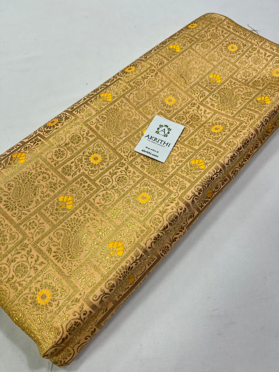 Banarasi brocade fabric yellow