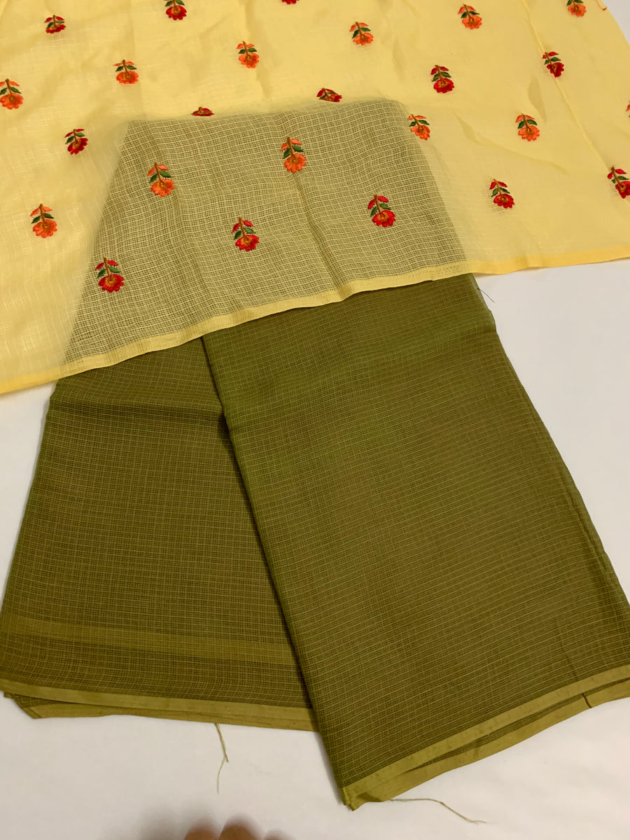 Kota doriya saree with embroidered blouse