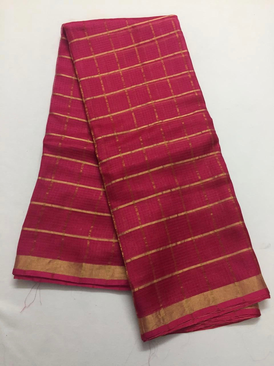 Pure kota silk saree with zari checks