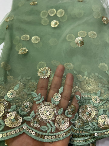 Embroidery on net fabric