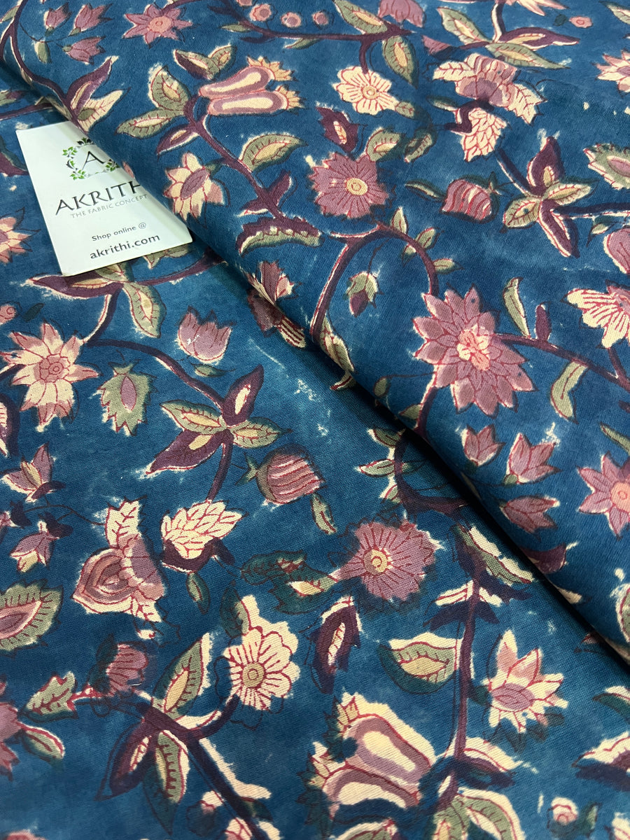 Hand block Printed pure mul cotton fabric