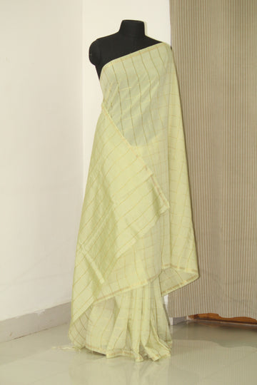 Silk cotton zari checks saree