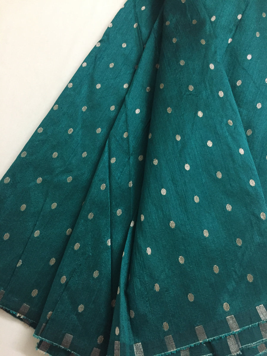 Butti woven semi raw silk fabric