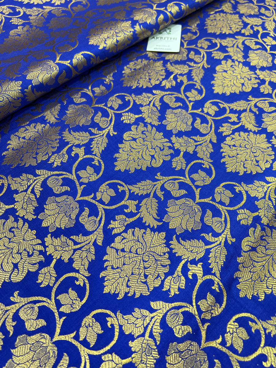 Banarasi brocade fabric royal blue